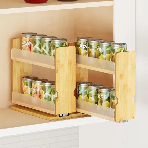 Bamboo Pull-Out Spice Rack Organizer