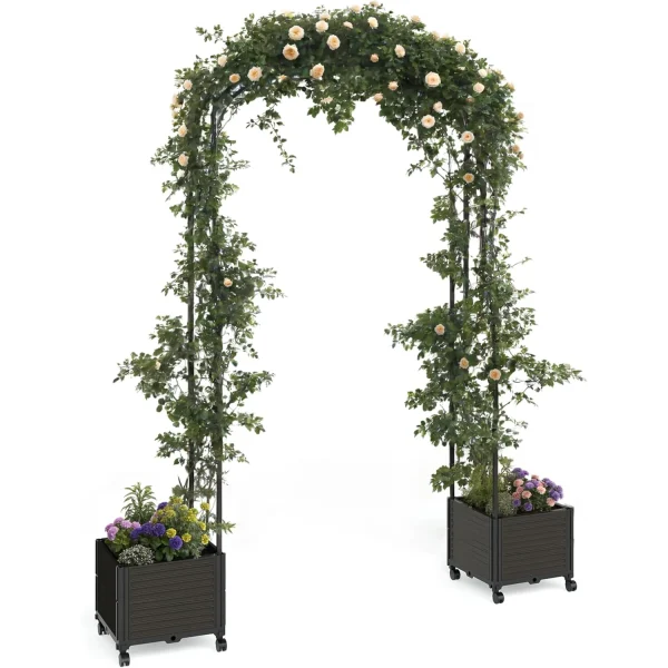 Raised Garden Bed with Trellis Arch